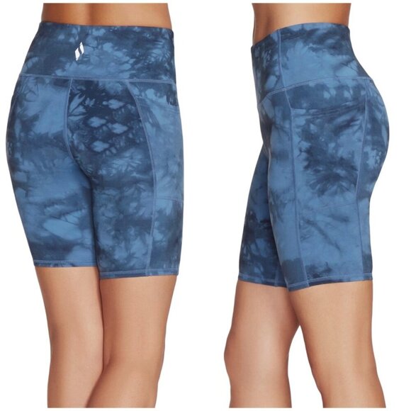 Skechers Womens Size XS Blue Sketchdye GO WALK High-Rise Bike Shorts NWT - Picture 2 of 8